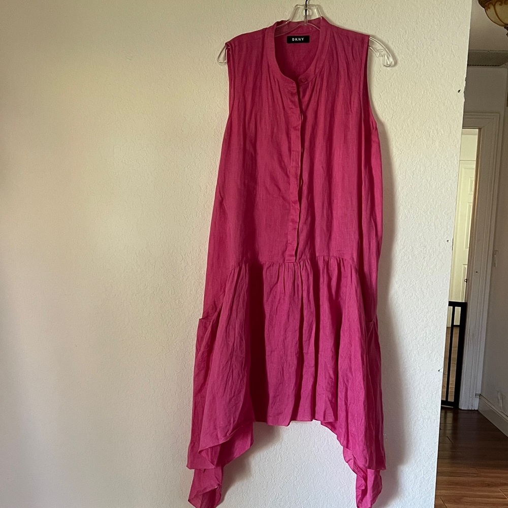 DKNY Pink Asymmetrical Sleeveless Dress